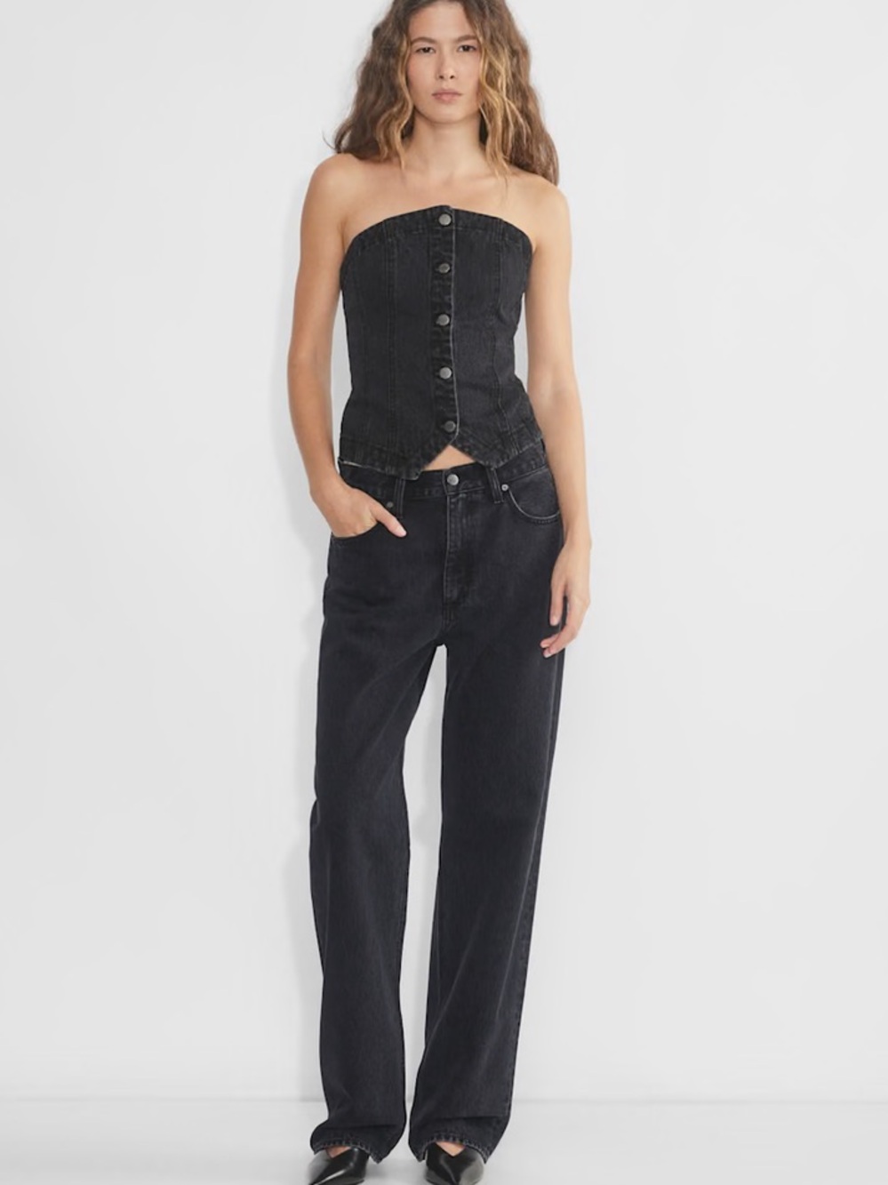 Aritzia Denim Forum The 90s Coco Denim Strapless Top